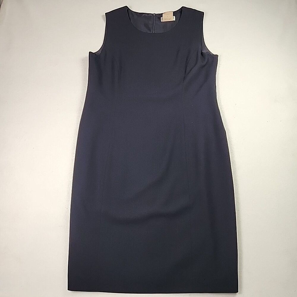 VTG Holt Renfrew Classics Black Wool Sheath Dress Sleeveless Size 14 Classic